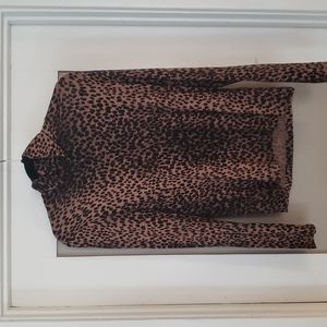 HM leopard print thin long-sleeved turtleneck top